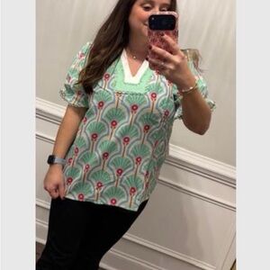 Green Patterned Women's Top